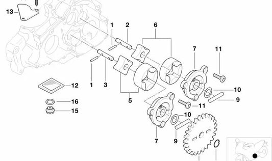 Rodillo para bomba de aceite OEM 11417700375 para motos BMW G 650 GS, G 650 GS Sertão, G 650 X... y más. Original BMW Motorrad.