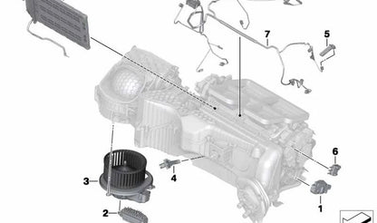 Ventilador del climatizador OEM 64119350395 para BMW F20, F21, F22, F23, F30, F31, F34, F35, F80, F32, F33, F36, F82, F83, F87. Original BMW.