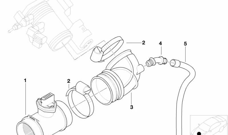 Sleeve di ammissione ad aria OEM 13711436162 per BMW E46 {316CI, 316i} con motore M43. Compatibile con versioni manuali e automatiche. BMW originale.
