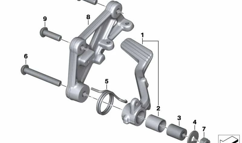 Pedal de freno trasero OEM 35217682880 para BMW Motorrad R 1200 S (RK29). Compatible con modelos fabricados entre 2006 y 2008. Recambio original BMW Motorrad.