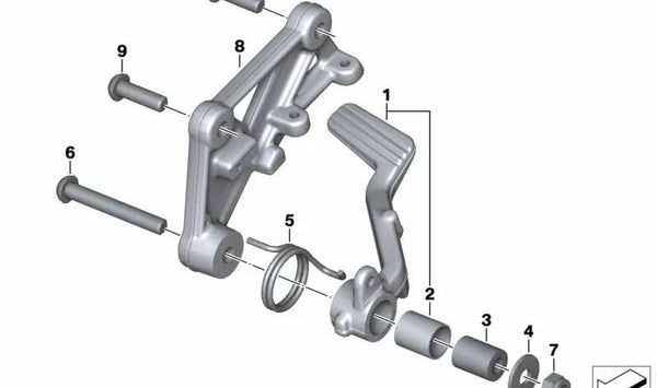 Pedal de freno trasero OEM 35217682880 para BMW Motorrad R 1200 S (RK29). Compatible con modelos fabricados entre 2006 y 2008. Recambio original BMW Motorrad.