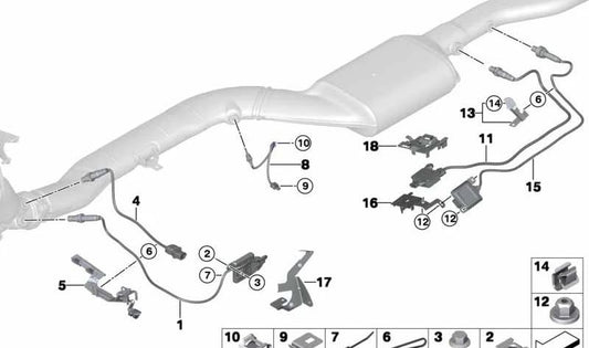 Soporte para sensor NOx OEM 13628570013 para BMW F15. Pieza original BMW.