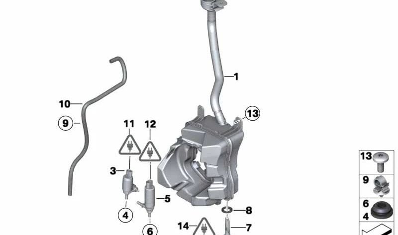 Depósito del líquido de limpieza OEM 61667368642 para MINI R56, Clubman R55, Cabrio R57, Coupé R58, Roadster R59... y más. Original MINI.