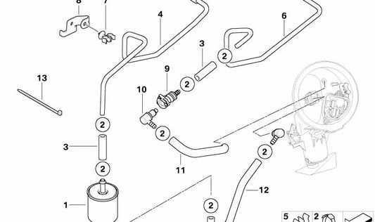 Tubo de entrada de combustible OEM 13537688232 para BMW Motorrad R1200ST. Original BMW Motorrad.