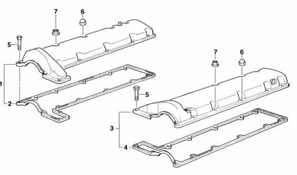Tapa de culata derecha OEM 11121747259 para BMW E38, E31. Original BMW.