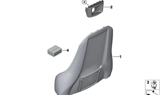 Panel trasero OEM 52107365615 para BMW i3 I01 (60Ah y 120Ah, versiones con y sin Rex, 2013–2022). Color gris carumgrau. Compatible con todos los modelos indicados. Original BMW.