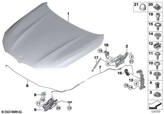 Capuz da alavanca de ativação do capô para BMW F90, G30, G31, G38, G32, G11, G11N, G12, G12N (OEM 51237410655). BMW original.