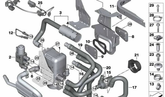 Manguera refrigerante OEM 64129312330 para BMW F25 y F26 (X3, X4) con motores B47, N20, N57. Compatible con versiones sDrive y xDrive. Original BMW.