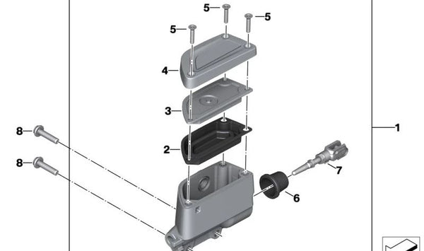 Tapa negra freno trasero OEM 34311541756 para motos BMW R18, R18 Classic, R18 Roctane, R18 B, R18 Transcontinental. Original BMW Motorrad.