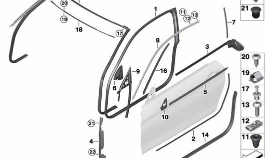 Triangle de phoque du miroir externe gauche pour la série BMW 4 F32, F33, F36, F82, F83 (OEM 51337284421). BMW d'origine