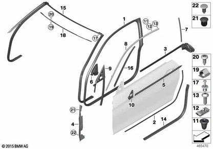Cubierta del pilar B exterior derecha para BMW F32, F82 (OEM 51377453310). Original BMW.