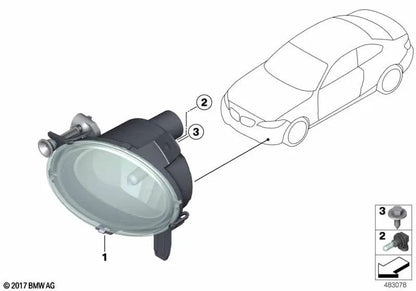 Faróis de neblina LED esquerdos para BMW F20N, F21N Série 2 F22N, F23N Série 3 F30N, F31N, F34N, F35N Série 4 F32, F33, F36 (OEM 63177315559). BMW original