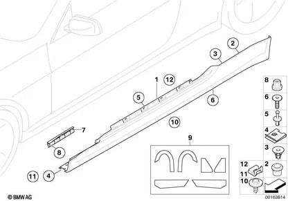 Barra de sujeción derecha para BMW E63, E64 (OEM 51777072876). Original BMW