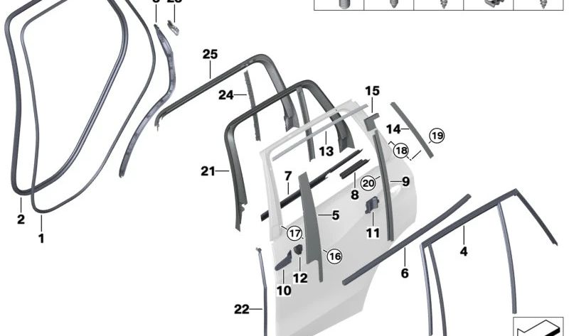Embellecedor marco ventana trasera derecha C-Säizula OEM 51357428704 para BMW X5 G05. Original BMW.