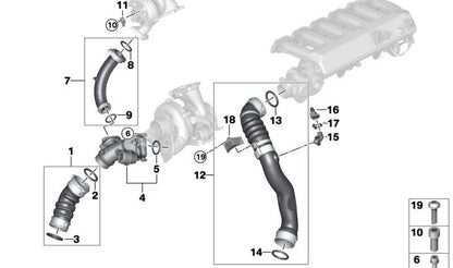 Tubo de carga de aire para BMW X5 E70, E71 (OEM 11618506079). Original BMW