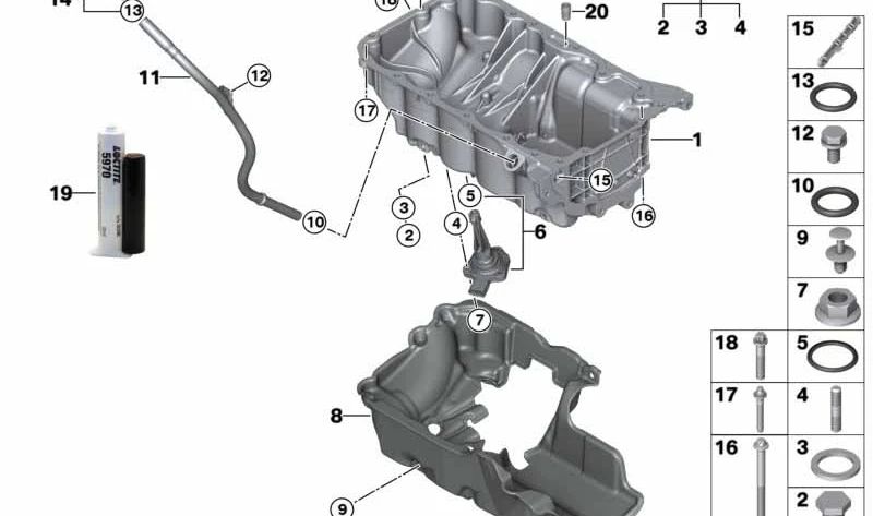 Haste de medição de óleo BMW 1 Série F40, Série 2 F44, F45N, F46N, X1 F48, F48N, X2 F39, MINI F54, F55, F56, F57, F60 (OEM 11438472242). BMW original