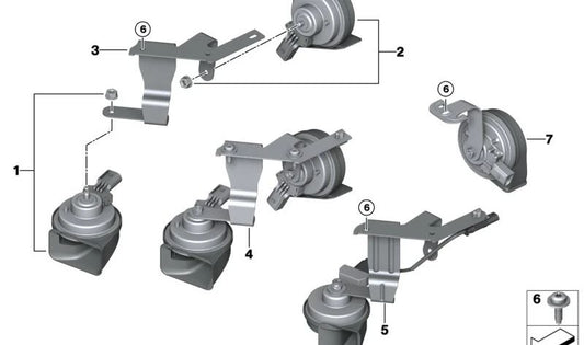 Bocinas con soporte electrónico OEM 61335A78E49 para MINI F56, F55, Cabrio F57... y más. Original MINI.