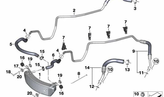 Refrigerador de aceite OEM 17217686887 para motos BMW K1200R, K1200R Sport, K1300R. Original BMW Motorrad.