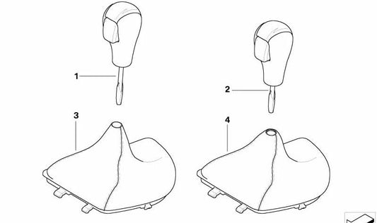 OM 25167570530 black leather gear leather cover for BMW E81, E82, E87, E87N, E88. Original BMW.