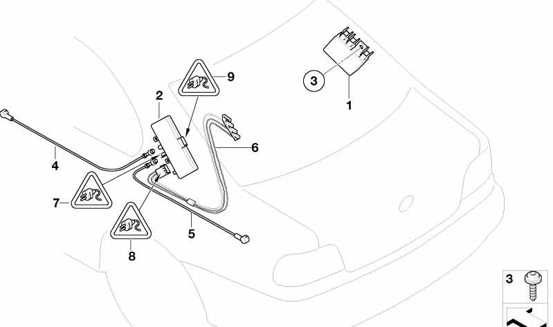 Fiação da antena Luna traseira/TV OEM 61128373265 para BMW E46. BMW original sobressalente.