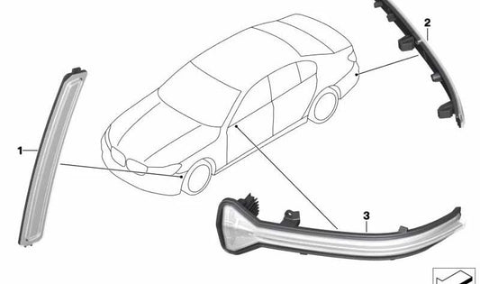Catadióptrico trasero derecho OEM 63147482458 para BMW G11 y G12. Compatible con 730d, 730d xDrive, 730i y versiones desde 2019 hasta 2022. Repuesto original BMW.