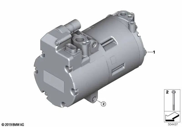 Compresor del climatizador eléctrico OEM 64529496112 para BMW X5 G05, X6 (xDrive45e) y más. Original BMW.