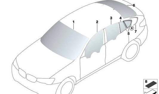 Vidro do para -brisa traseiro com proteção solar para BMW X4 F26 (OEM 51317338103). BMW original.