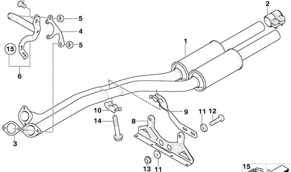 Soporte de fijación escape OEM 18207562127 para BMW Serie 7 (E65, E66). Original BMW.