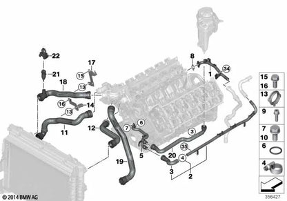 Tubo de alimentación para BMW E60, E61N, E63, E64 (OEM 11537834052). Original BMW.