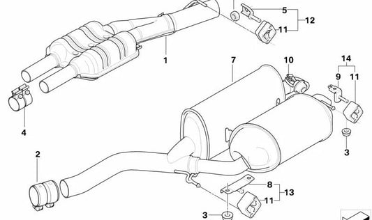 Silenciador trasero con válvula de escape OEM 18307524729 para BMW Serie 7 E65, E66 740i, 740Li (motores N62) del 2005 al 2008. Original BMW.
