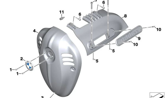 Placa de proteção OEM 11119443320 para motocicletas BMW R 18, R 18 Classic, R 18 B, R 18 Transcontinental. Originais BMW Motorrad.