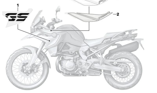 Inscripción izquierda OEM 51148565147 para motos BMW F 850 GS, F 900 GS (K81). Original BMW Motorrad.