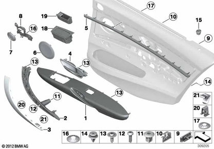Manija de puerta trasera izquierda/derecha para BMW Serie 3 F30, F31, F35, F80. Original BMW. . Original BMW