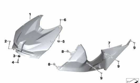 Cubierta del depósito centro OEM 46638522128 para motos BMW K42 HP4, K46 S 1000 RR. Original BMW Motorrad.