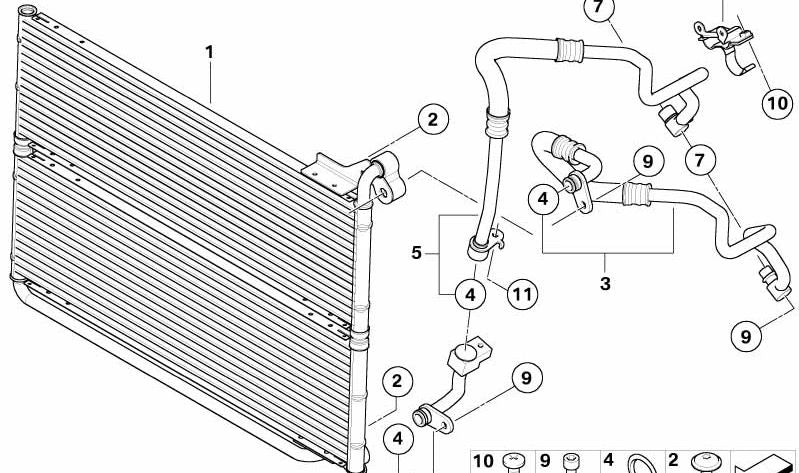 Tubo de retorno del radiador de aceite OEM 17227558467 para BMW E60, E61, E63, E64 (540i, 550i). Original BMW.