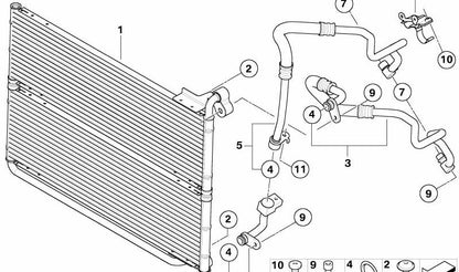 Tubo de retorno del radiador de aceite OEM 17227558467 para BMW E60, E61, E63, E64 (540i, 550i). Original BMW.