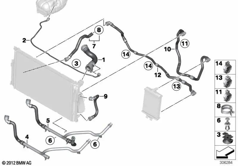 Coolant Hose for BMW F30, F31, F35, F35N, F32, F36 (OEM 17127600551). Genuine BMW