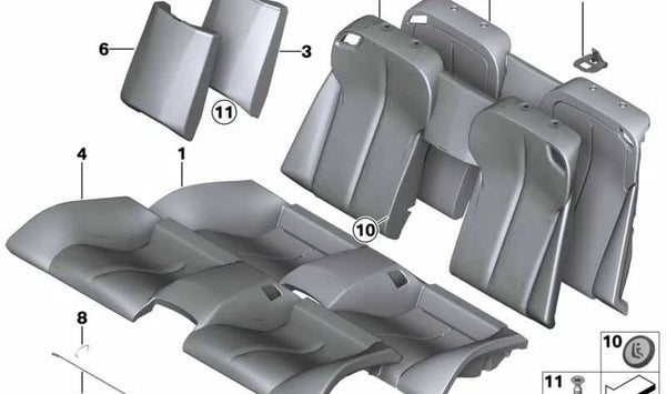 Funda respaldo trasero de cuero para BMW F12, F13 (OEM 52207280318). Original BMW