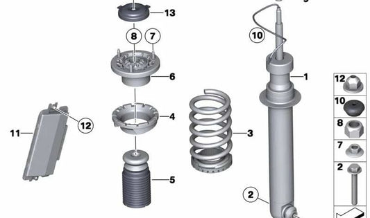 Amortecedor adicional com tubo de proteção traseiro para BMW Série 6 F12, F13 (OEM 33537847473). BMW original