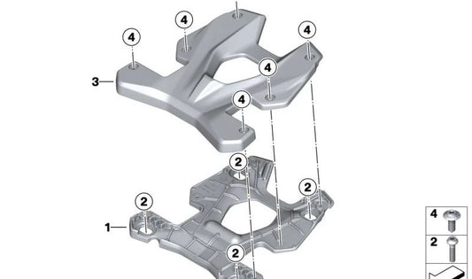 Top-Case-Heckunterstützung OEM 46545A097C0 für BMW Motorrad S 1000 XR (SK69) Modelle 0E41A67 und 0P11A67A10 (2019-Wirksamkeit). Originaler BMW Motorrad.