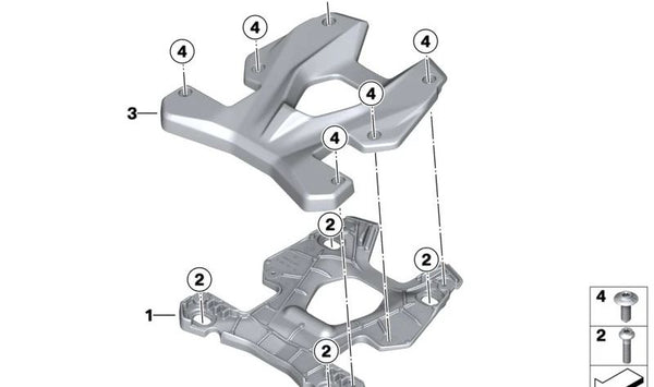 Soporte trasero Topcase OEM 46545A097C0 para BMW Motorrad S 1000 XR (SK69) modelos 0E41A67 y 0P11A67A10 (2019-actualidad). Original BMW Motorrad.