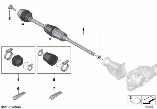 Asse di trasmissione anteriore destra per BMW G26 (OEM 31609452630). BMW originale.