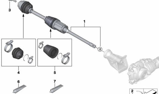 Asse di uscita anteriore destra per BMW G70 (OEM 31605A6B754). BMW originale.