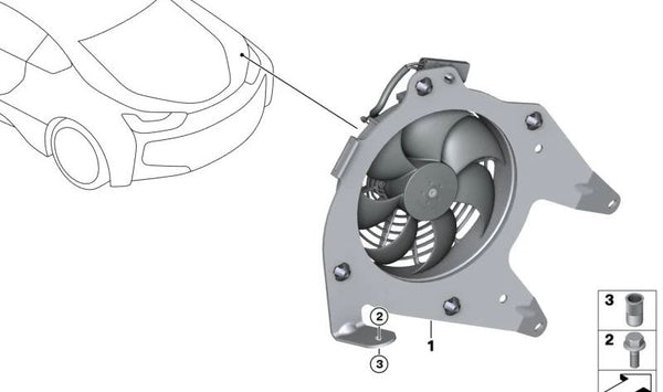 Electroventilador OEM 17427639680 para BMW i8 (I12, I15). Original BMW.