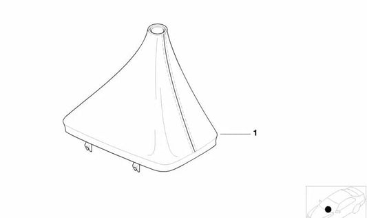 Fuelle de cuero palanca cambios negro/azul OEM 25112267323 para BMW E36 316i, 318tds, 318ti (modelos CG11, CG12, CS11, CS12, CJ51, CJ52, CG51, CG52, CG53). Original BMW.