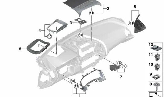 Embellecedor izquierdo salpicadero OEM 51459891799 para BMW F91, F92, F93, G14, G15, G16. Pieza original BMW.