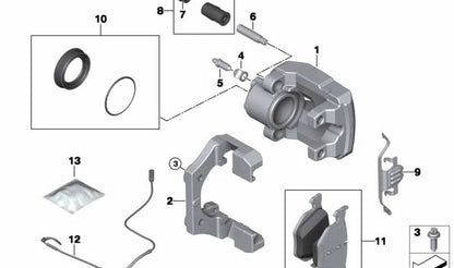 Pinza de freno trasera izquierda OEM 34216776789 para BMW E70, F15, E71, E72, F16. Compatible con X5 y X6 según motorización. Original BMW.