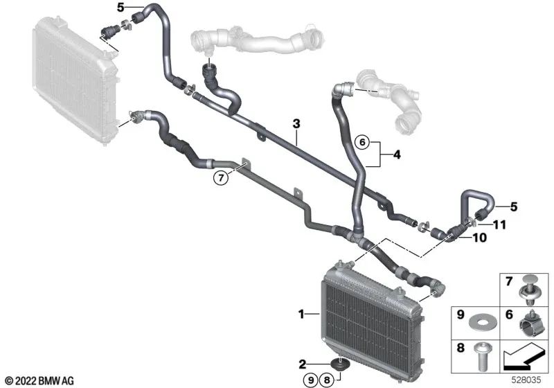 Offset coolant pipe for BMW G87, G80, G81, G82, G83 (OEM 17128096431). Original BMW