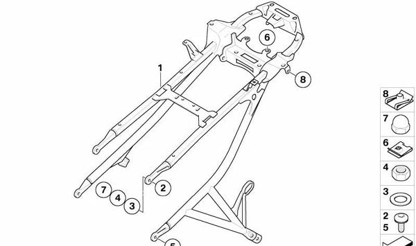 Cuadro trasero OEM 46517716872 para motos BMW F 800 R (K73) 2009-2015. Original BMW Motorrad.