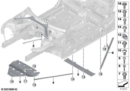 Barre de torsion arrière gauche pour la série BMW 4 G23 (OEM 51617464501). BMW d'origine.